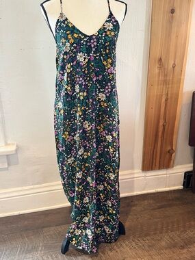 Dark Green/Lavender/Yellow Floral Maxi Dress